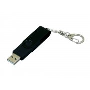 USB 3.0- флешка промо на 128 Гб с поворотным механизмом и однотонным металлическим клипом