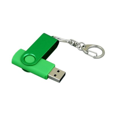 USB 3.0- флешка промо на 64 Гб с поворотным механизмом и однотонным металлическим клипом