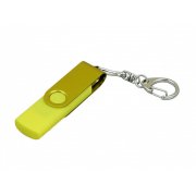 USB 2.0- флешка на 64 Гб с поворотным механизмом и дополнительным разъемом Micro USB