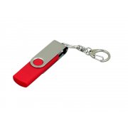 USB 2.0- флешка на 64 Гб с поворотным механизмом и дополнительным разъемом Micro USB