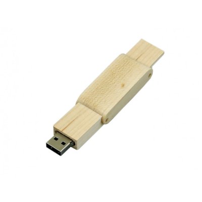 USB 2.0- флешка на 64 Гб прямоугольной формы с раскладным корпусом