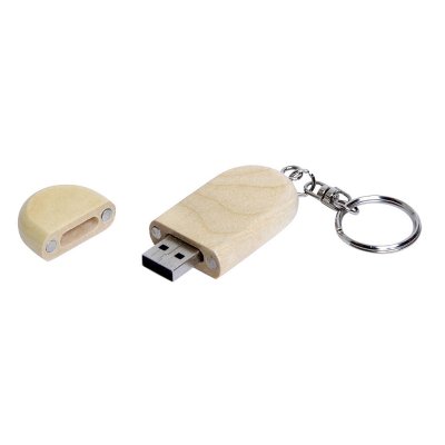 USB 2.0- флешка на 4 Гб овальной формы и колпачком с магнитом