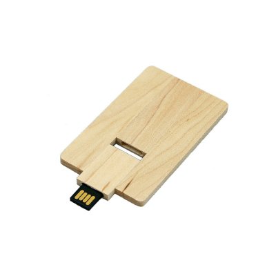 USB 2.0- флешка на 8 Гб в виде деревянной карточки с выдвижным механизмом арт. 7003.8.06