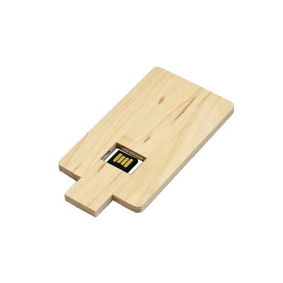 USB 2.0- флешка на 8 Гб в виде деревянной карточки с выдвижным механизмом арт. 7003.8.06