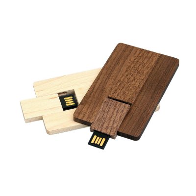 USB 2.0- флешка на 8 Гб в виде деревянной карточки с выдвижным механизмом арт. 7003.8.06