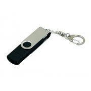 USB 2.0- флешка на 32 Гб с поворотным механизмом и дополнительным разъемом Micro USB