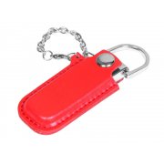 USB 2.0- флешка на 64 Гб в массивном корпусе с кожаным чехлом