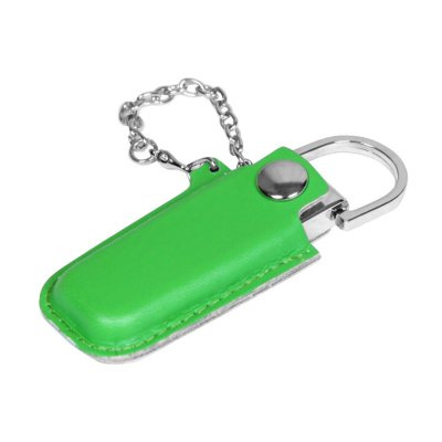 USB 2.0- флешка на 64 Гб в массивном корпусе с кожаным чехлом