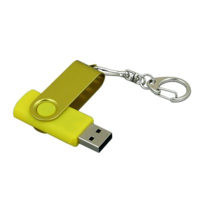 USB 2.0- флешка промо на 64 Гб с поворотным механизмом и однотонным металлическим клипом