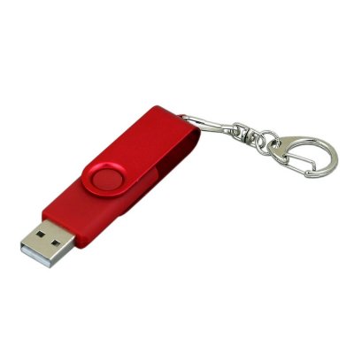 USB 2.0- флешка промо на 64 Гб с поворотным механизмом и однотонным металлическим клипом