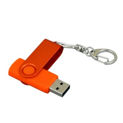 USB 2.0- флешка промо на 64 Гб с поворотным механизмом и однотонным металлическим клипом