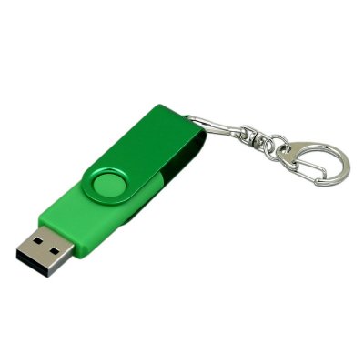 USB 2.0- флешка промо на 64 Гб с поворотным механизмом и однотонным металлическим клипом