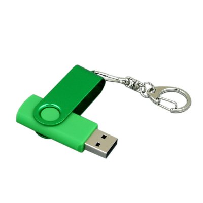 USB 2.0- флешка промо на 64 Гб с поворотным механизмом и однотонным металлическим клипом