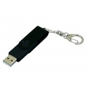 USB 2.0- флешка промо на 64 Гб с поворотным механизмом и однотонным металлическим клипом