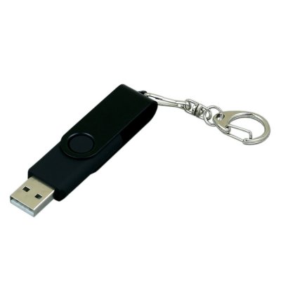 USB 2.0- флешка промо на 64 Гб с поворотным механизмом и однотонным металлическим клипом