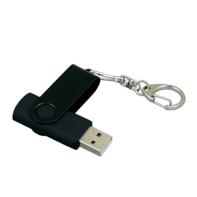 USB 2.0- флешка промо на 64 Гб с поворотным механизмом и однотонным металлическим клипом