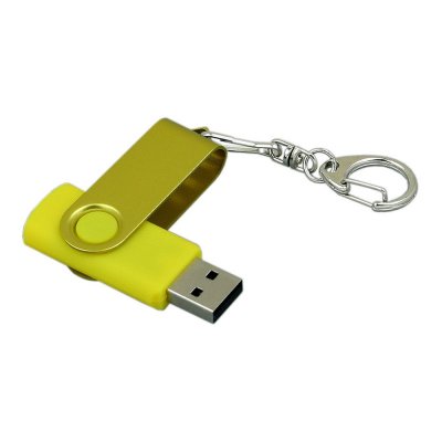 USB 2.0- флешка промо на 32 Гб с поворотным механизмом и однотонным металлическим клипом