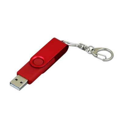 USB 2.0- флешка промо на 32 Гб с поворотным механизмом и однотонным металлическим клипом