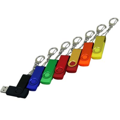 USB 2.0- флешка промо на 32 Гб с поворотным механизмом и однотонным металлическим клипом