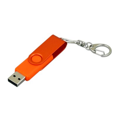 USB 2.0- флешка промо на 32 Гб с поворотным механизмом и однотонным металлическим клипом