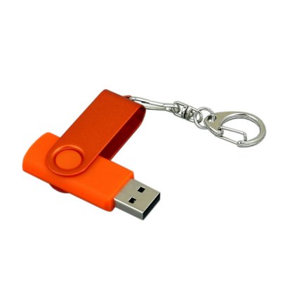 USB 2.0- флешка промо на 32 Гб с поворотным механизмом и однотонным металлическим клипом