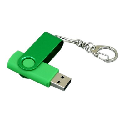 USB 2.0- флешка промо на 32 Гб с поворотным механизмом и однотонным металлическим клипом