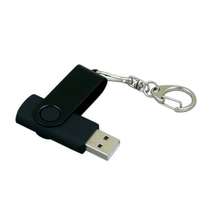 USB 2.0- флешка промо на 32 Гб с поворотным механизмом и однотонным металлическим клипом