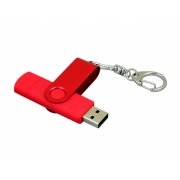 USB 2.0- флешка на 16 Гб с поворотным механизмом и дополнительным разъемом Micro USB