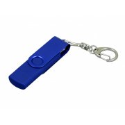 USB 2.0- флешка на 16 Гб с поворотным механизмом и дополнительным разъемом Micro USB