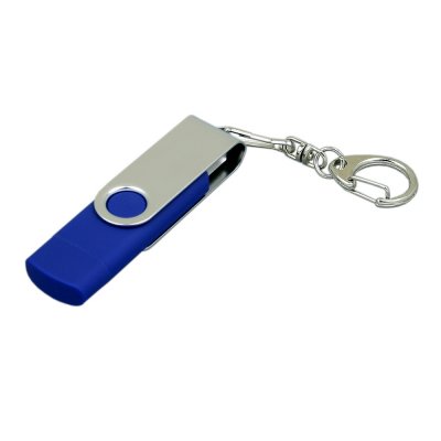 USB 2.0- флешка на 16 Гб с поворотным механизмом и дополнительным разъемом Micro USB