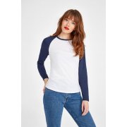 Футболка женская с длинным рукавом Milky LSL, белая с темно-синим арт. 02943904