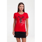 Футболка женская «Любовь зла», красная арт. 70624.50 Футболка женская «Любовь зла», красная арт. 70624.50