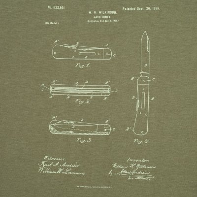 Футболка приталенная Old Patents. Knife, меланж хаки