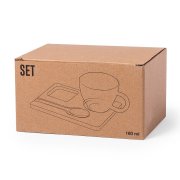 Чашка с ложкой на  подставке MORKE 180мл,16,4х8х12,3 см, боросиликатное стекло, бамбук прозрачный арт. 346482