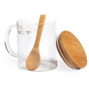 Кружка KIPAL, боросиликатное стекло, бамбук прозрачный