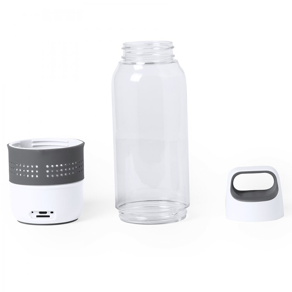 Бутылка для воды PADOW с bluetooth колонкой, 500 мл, пластик серый арт. 345819 Бутылка для воды PADOW с bluetooth колонкой, 500 мл, пластик серый арт. 345819