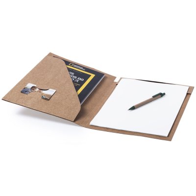 Папка BLOGUER A4 с бумажным блоком и ручкой, рециклированный картон бежевый