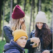 Шапка вязаная двойная WIND с отворотом Жёлтый