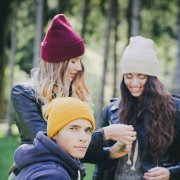 Шапка вязаная двойная WIND с отворотом Оранжевый