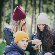 Шапка вязаная двойная WIND с отворотом Жёлтый