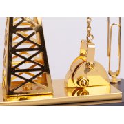 Подставка с часами "Нефтяная качалка" золотистый