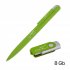 Набор ручка + флеш-карта 8 Гб в футляре, покрытие soft touch зеленое яблоко