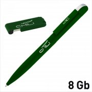 Набор ручка "Jupiter" + флеш-карта "Case" 8 Гб в футляре, зеленое яблоко, покрытие soft touch темно-зеленый