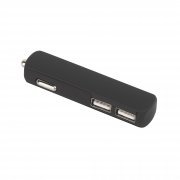 Автомобильное зарядное устройство "Slam" с 2-мя разъёмами USB, покрытие soft touch черный