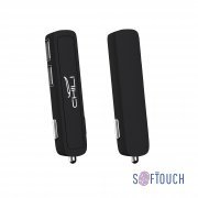 Автомобильное зарядное устройство "Slam" с 2-мя разъёмами USB, покрытие soft touch черный