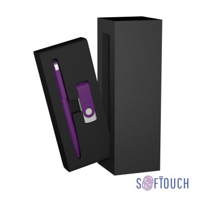 Набор ручка + флеш-карта 8 Гб в футляре, покрытие soft touch фиолетовый