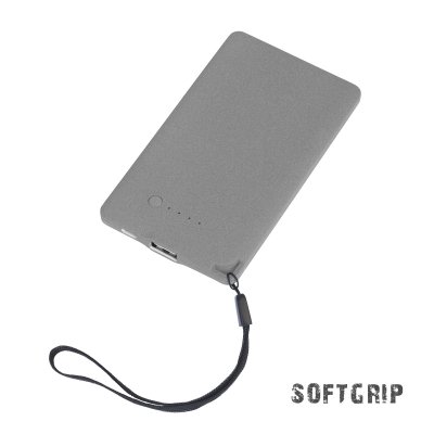 Зарядное устройство "Камень" с покрытием soft grip, 4000 mAh в подарочной коробке серый