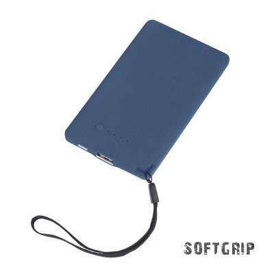 Зарядное устройство "Камень" с покрытием soft grip, 4000 mAh в подарочной коробке темно-синий