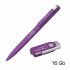 Набор ручка + флеш-карта 16 Гб в футляре, покрытие soft touch фиолетовый