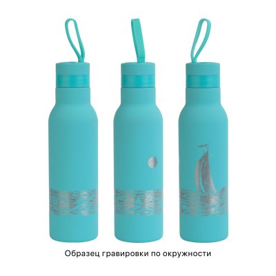 Бутылка для воды "Фитнес", покрытие soft touch, 0,7 л. бирюзовый
